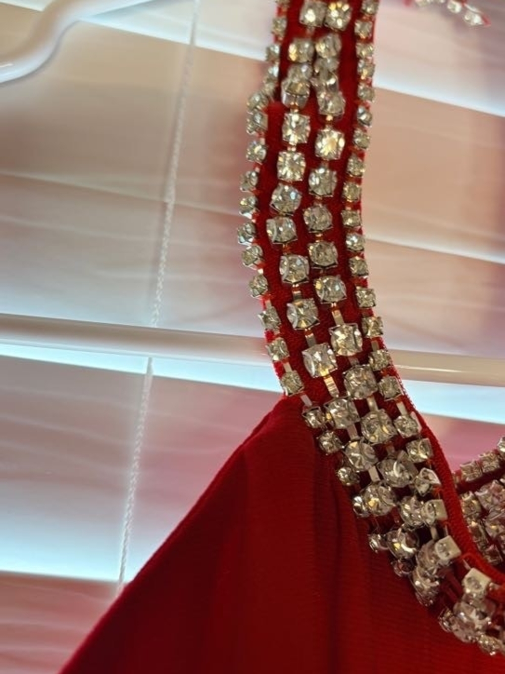 Mac Duggal Red Embellished Halter Evening Gown 26533 - Picture 3 of 7